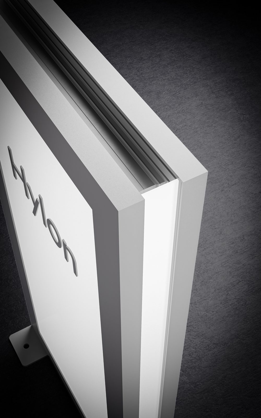 Hylon Variante 3 – Profilkopf im Schnitt mit Acrylglasscheibe und Abdeckwinkel